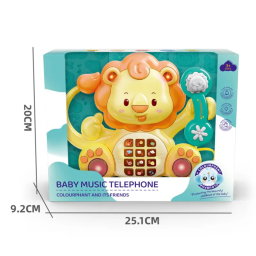 Telefon muzical pentru bebeluși - Leul interactiv cu sunete și lumini
