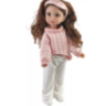 Păpușă Modernă cu Pulover Roz și Pantaloni Albi – 35 cm
