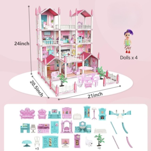 Casă de păpuși vilă mare cu mobilier complet