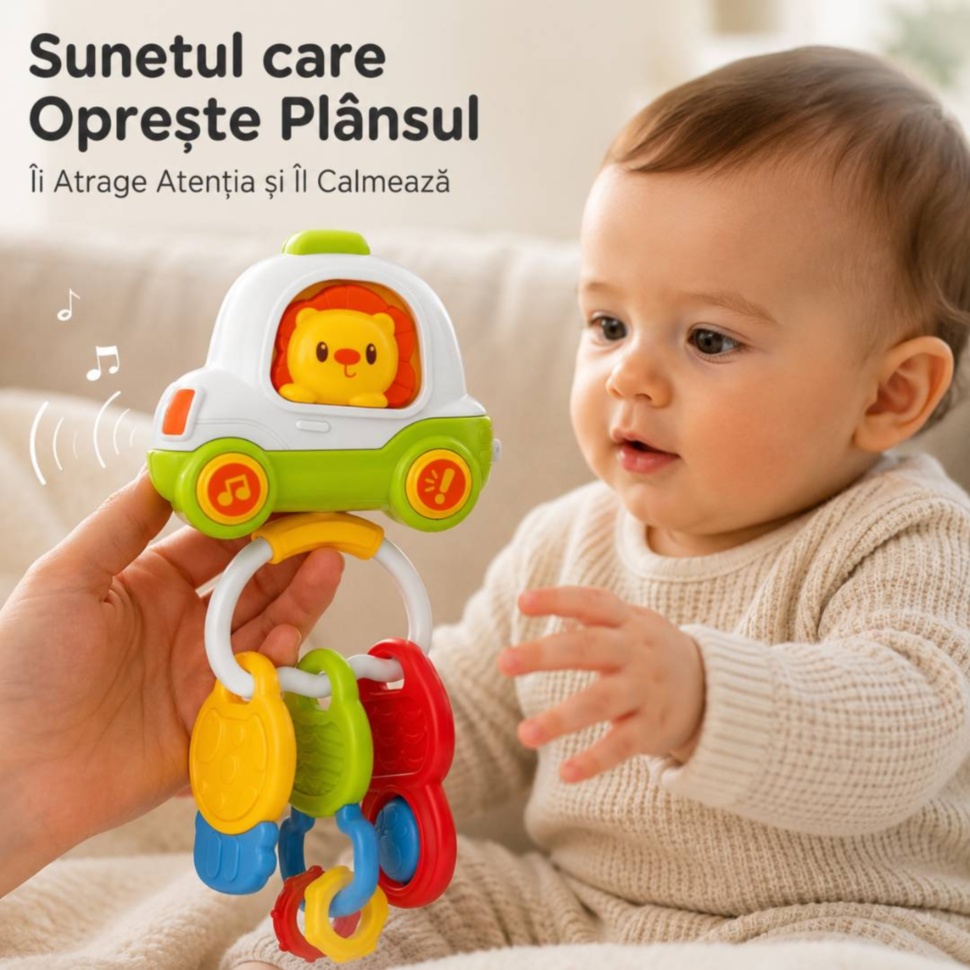 Zornăitoare muzicală cu sunet care atrage atenția bebelușului