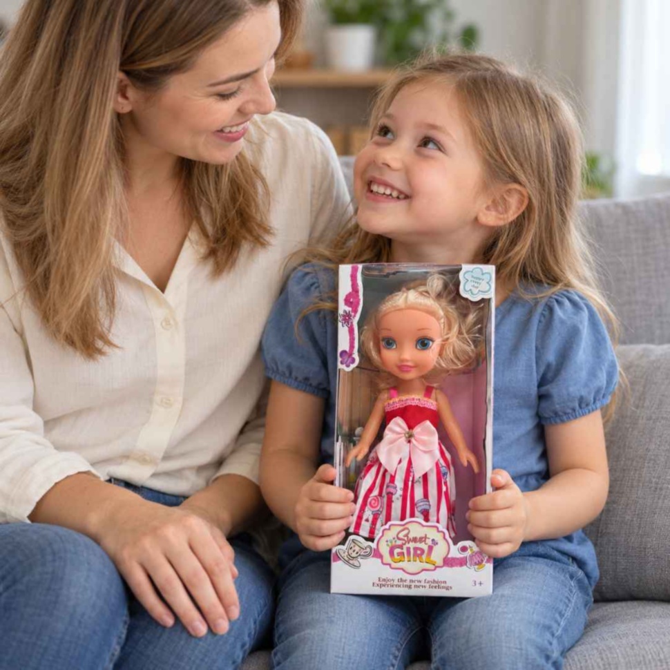 Mamă și fiică descoperă păpușa muzicală Sweet Girl în cutia originală