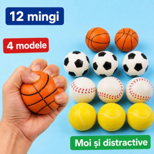 Set de 12 mingi moi sportive pentru copii