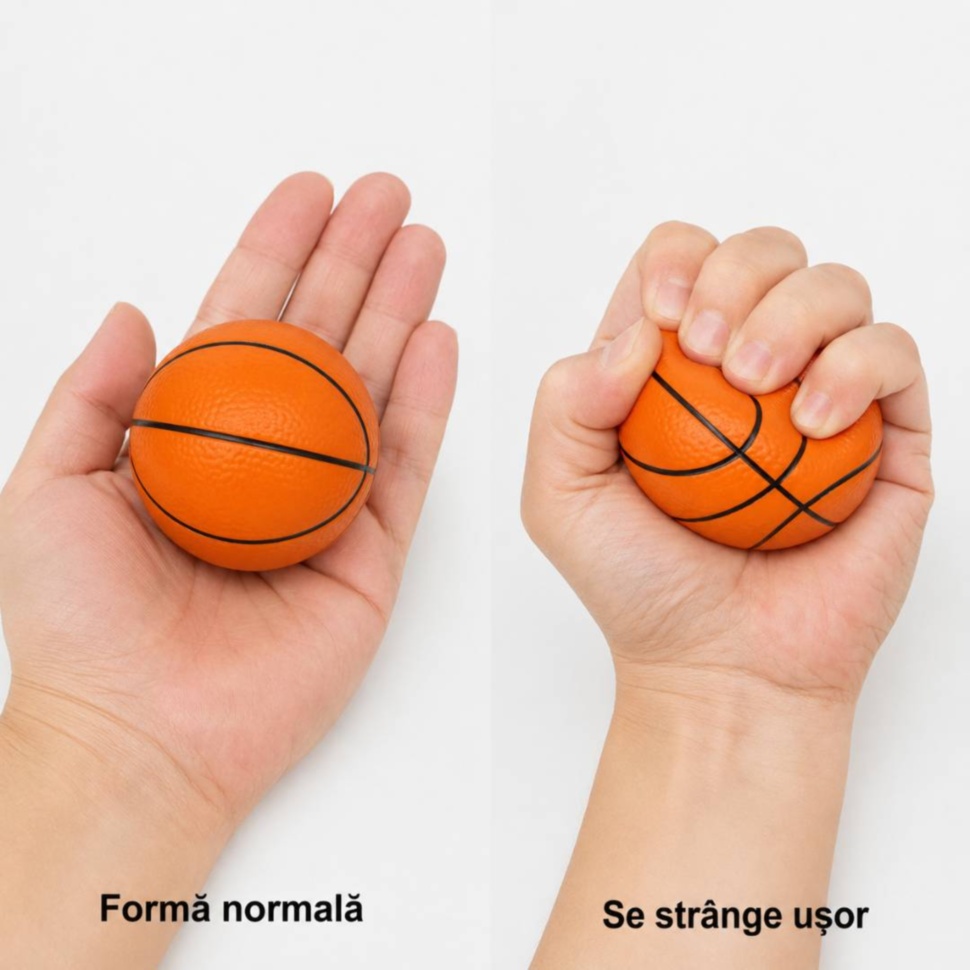 Minge moale model baschet înainte și după strângerea în palmă