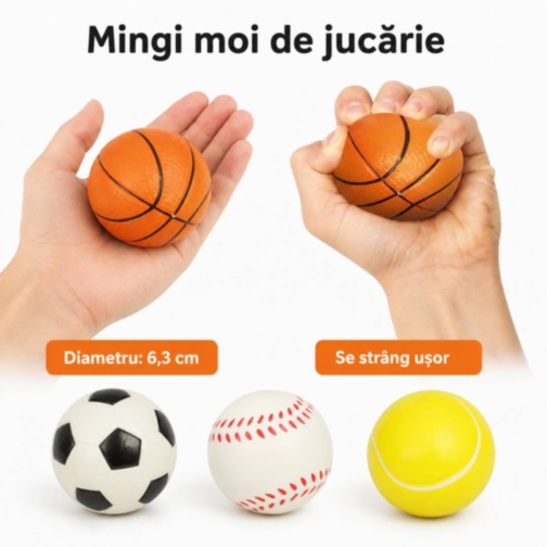 Set de 12 mingi moi sportive pentru copii