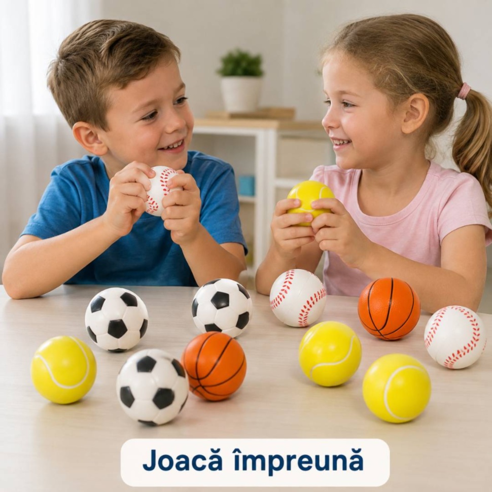 Doi copii se joacă împreună cu mini mingi moi sportive