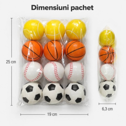 Set de 12 mingi moi sportive pentru copii