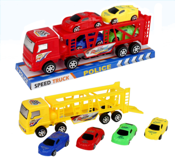 Camion cu Trailer și 4 Mașinuțe, 32cm 