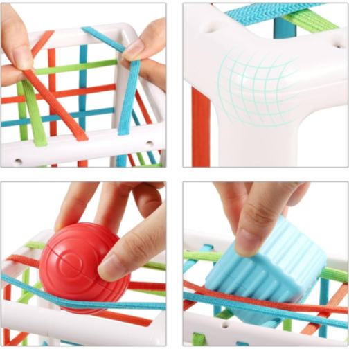 Cub de Activități Montessori cu Forme și Benzi Elastice