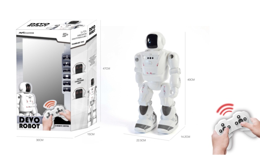 Robotul Devo cu Telecomandă, Expresii Faciale Luminate și Funcții Interactive