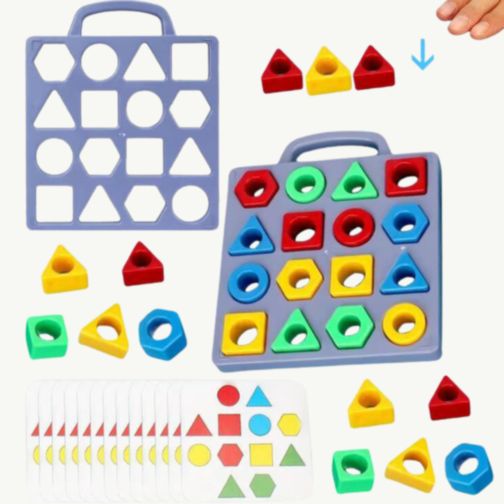 Set Educațional de Sortare Forme Geometrice cu Planșe și Cadru
