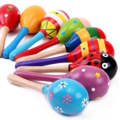 Maracas din Lemn de 20 cm pentru Copii (culoare aleatorie) | image