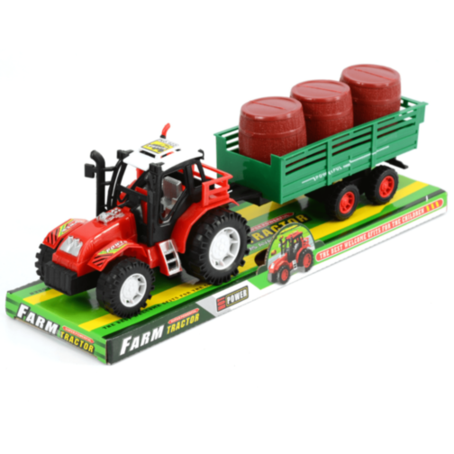 Tractor cu Remorcă și Butoaie pentru Fermă 