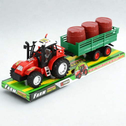 Tractor cu Remorcă și Butoaie pentru Fermă 