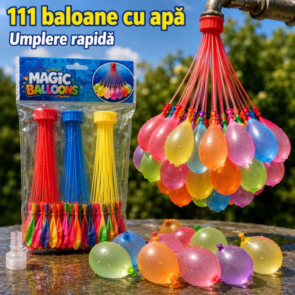 Set 111 baloane cu apă Magic Balloons cu umplere rapidă și adaptor inclus