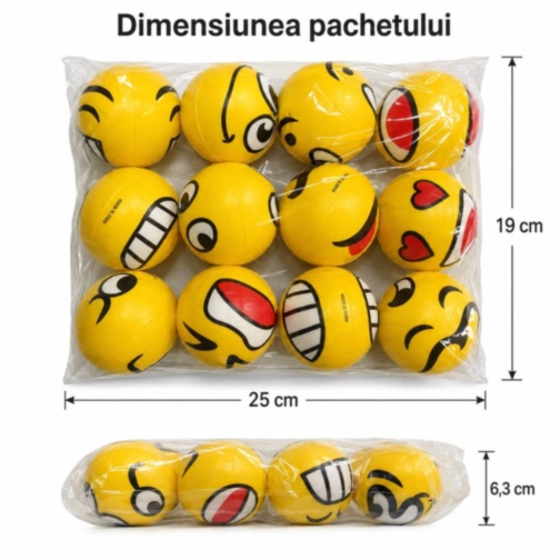 Set 12 mingi antistres moi cu fețe amuzante