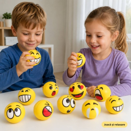 Set 12 mingi antistres moi cu fețe amuzante