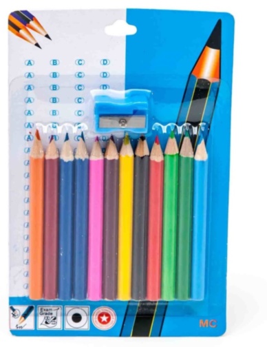 Set 12 Creioane Colorate cu Ascuțitoare