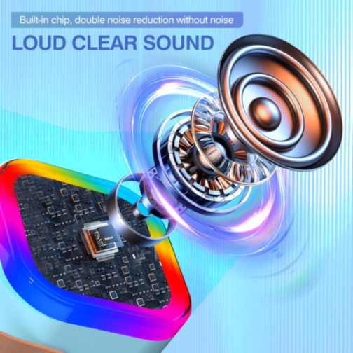 Set Difuzor cu 2 Microfoane pentru Karaoke cu lumini LED (albastru)