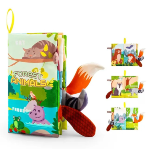 Carte Interactivă Textilă cu Animale și Cozi Amuzante