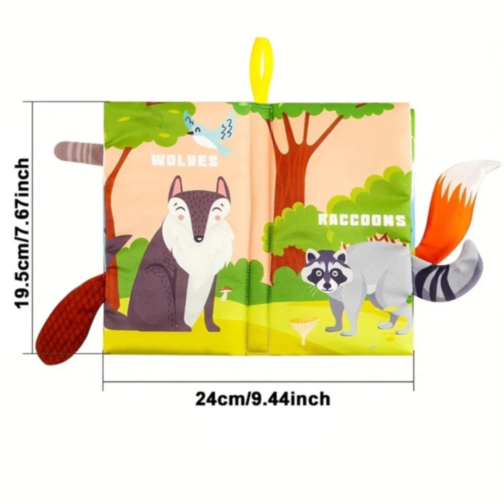 Carte Interactivă Textilă cu Animale și Cozi Amuzante