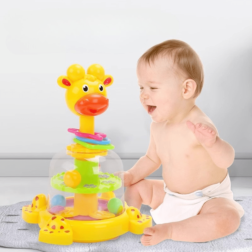 Girafă Interactivă cu Bile Rotative pentru Bebeluși