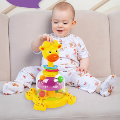 Girafă Interactivă cu Bile Rotative pentru Bebeluși