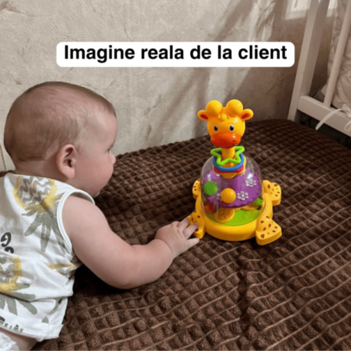 Girafă Interactivă cu Bile Rotative pentru Bebeluși