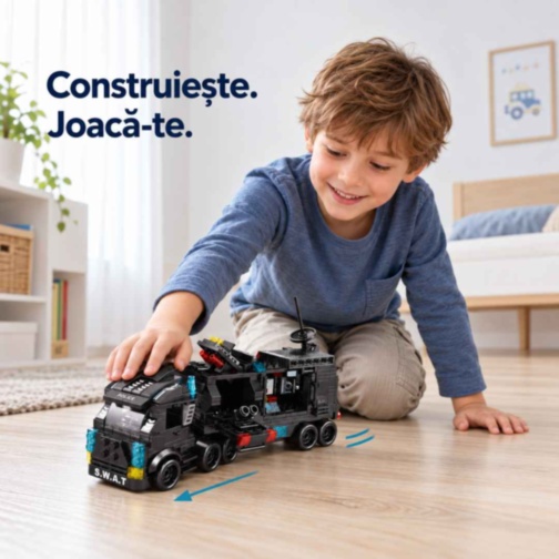 Set construcție City SWAT 585 piese, camion și robot