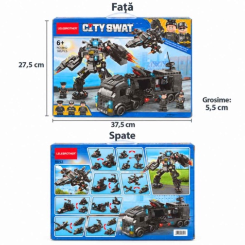 Set construcție City SWAT 585 piese, camion și robot