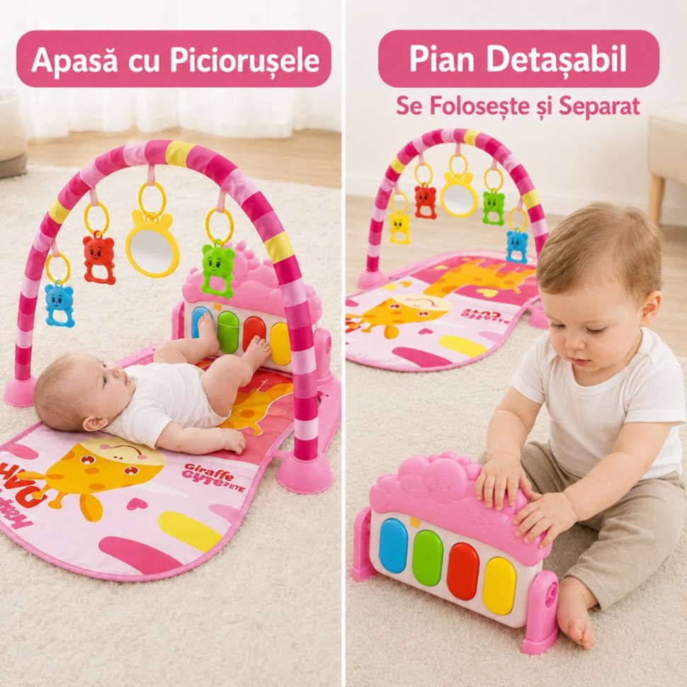 Pian detașabil și mod de joacă prin apăsarea clapelor cu piciorușele