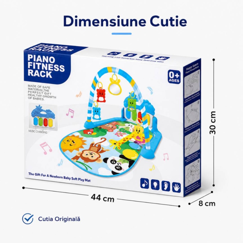 Dimensiune cutie salteluță de joacă cu pian pentru bebeluși
