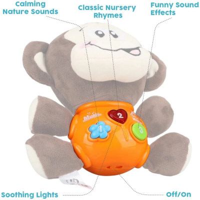 Maimuțică Interactivă de Pluș cu Sunete și Lumină – Prietenul Perfect pentru Bebeluși | image