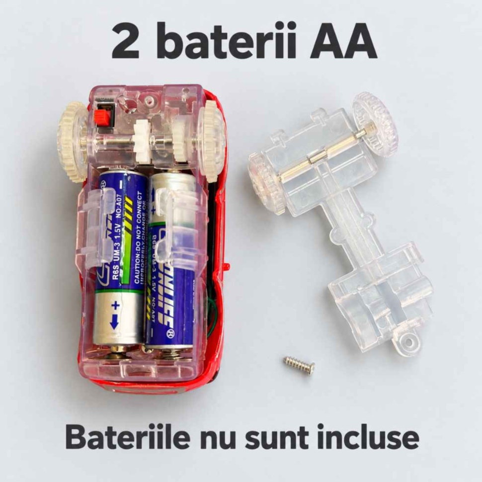 Compartimentul mașinuței pentru 2 baterii AA, care nu sunt incluse