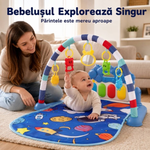 Salteluță de Joacă cu Pian și Jucării pentru Bebeluși