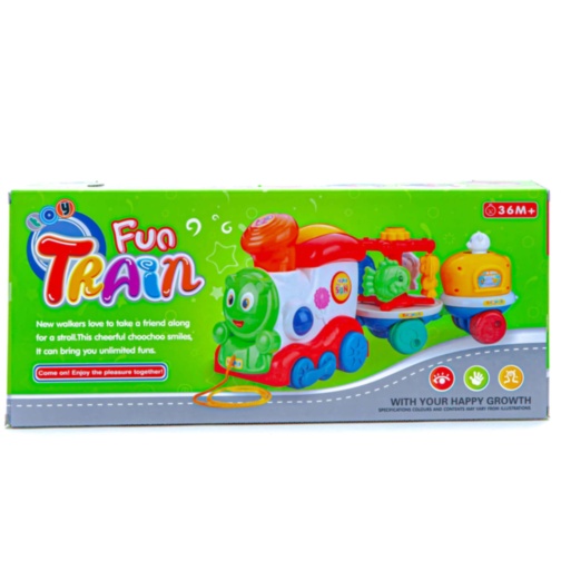 Locomotiva cu 2 Vagoane cu Carusel Rotativ, jucărie de tras