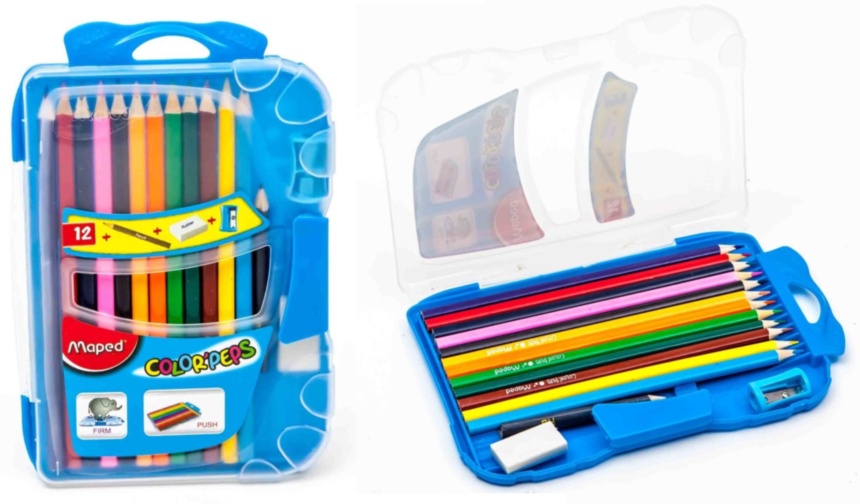 Set 13 Creioane Colorate cu Ascuțitoare și Radieră