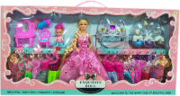 Mega Set Barbie cu 15 Ținute, Diademă, Dulciuri și Mobilă
