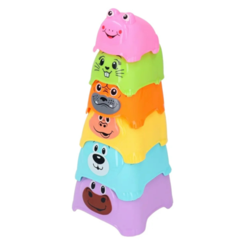 Piramidă Animale Colorate – Set de Joacă Educațional