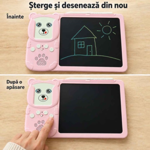 Tabletă educativă cu desen și 112 cartonașe în engleză