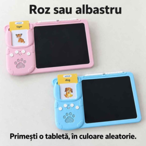 Tabletă educativă cu desen și 112 cartonașe în engleză