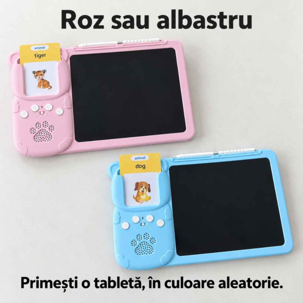 Variantele roz și albastru ale tabletei; se primește o singură tabletă în culoare aleatorie