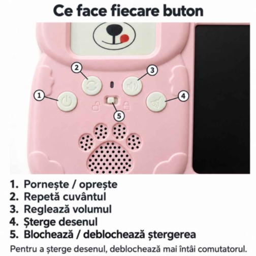 Tabletă educativă cu desen și 112 cartonașe în engleză