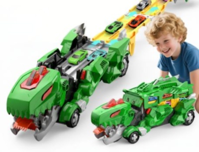 Transportator Dinozaur 2 în 1 cu Pistă (culoare aleatorie) | image