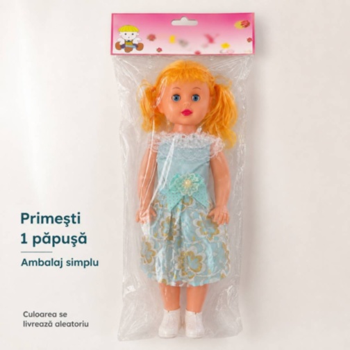 Păpușă muzicală 50 cm cu ochi care se închid