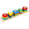 Stivuitor de Lemn cu 5 Forme Geometrice Multicolore