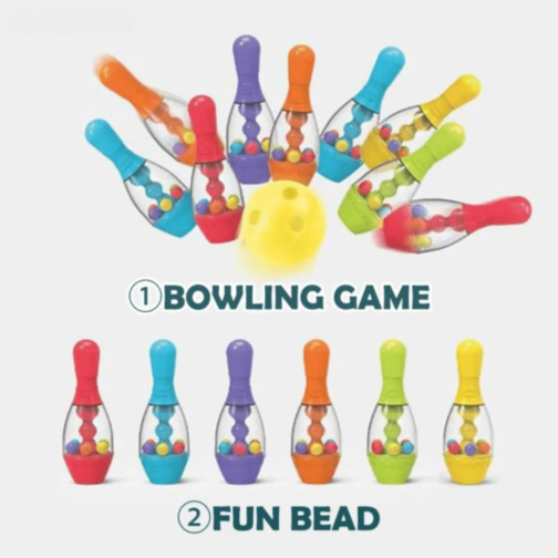 Set Bowling Colorat cu 10 Popice și 2 Bile – Jucărie Interactivă pentru Copii