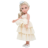 Păpușă Sennby Baby cu Rochie Alb-Crem și Accesoriu Elegant – 35 cm