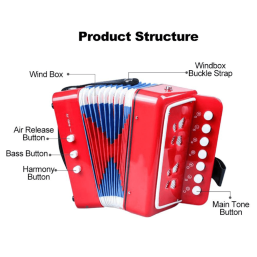 Acordeon Muzical pentru Copii cu 7 Clape (culoare aleatorie)