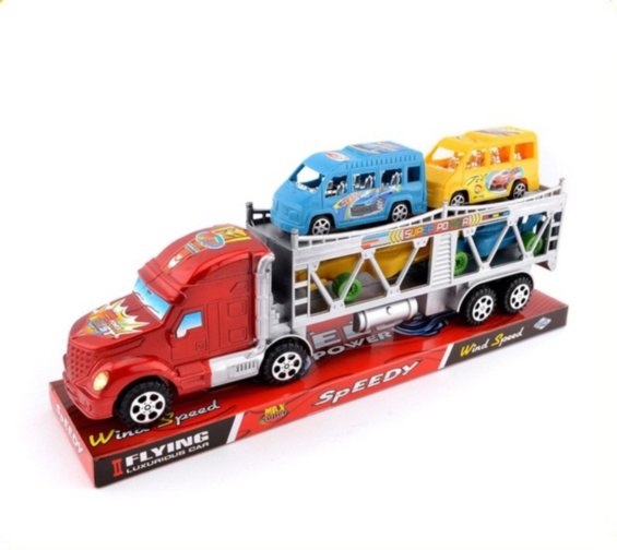 Camion cu Trailer și 3 Mașinuțe, 27cm 