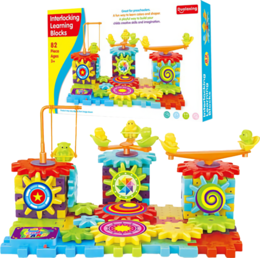 Mecanism cu Roți Dințate acționate electric, set de construcție 82 piese